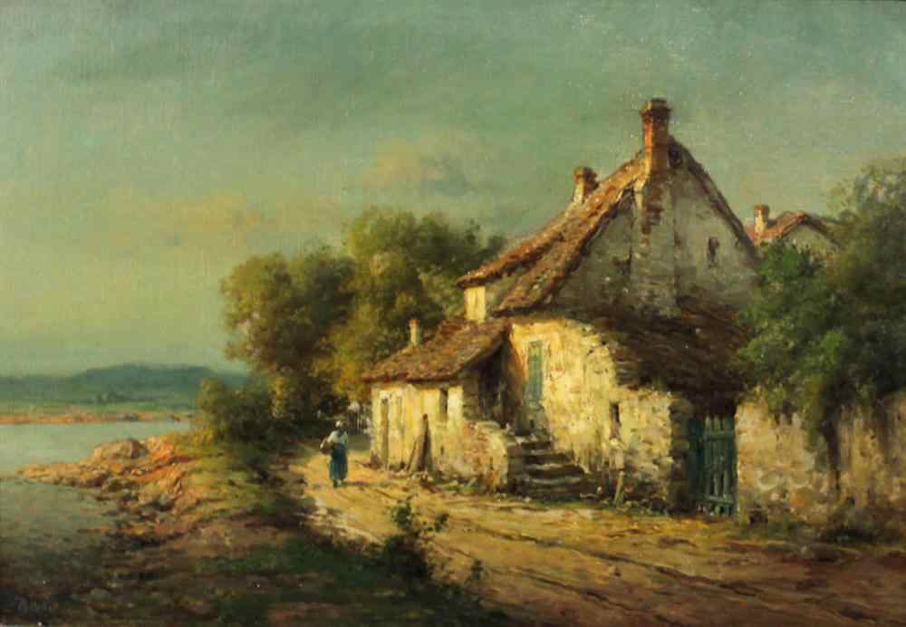 Appraisal: PIERRE JACQUES PELLETIER FRENCH - COTTAGE BY THE BAY Oil