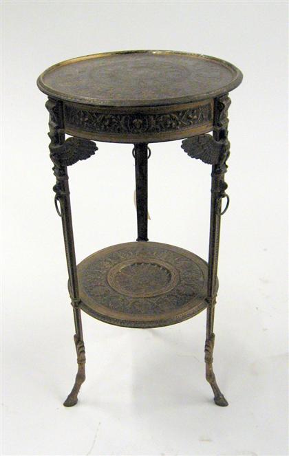 Appraisal: Classical style cast iron and gilt highlighted side table The