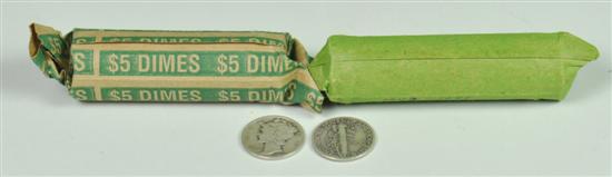 Appraisal: Two Rolls of Mercury Dimes coins total Dates range -