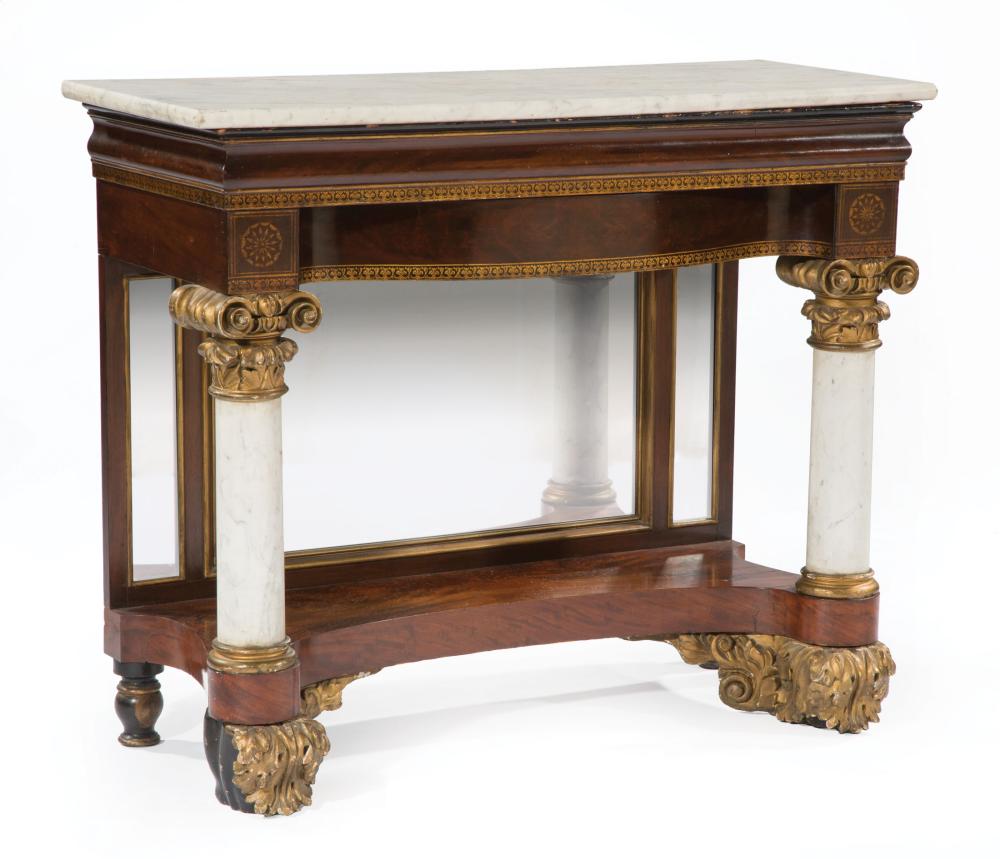 Appraisal: American Classical Stenciled Gilt and Carved Mahogany Pier Table c