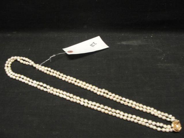 Appraisal: Pearl Necklace with a K Gold Clasp From a Greenwich