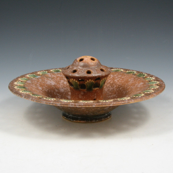 Appraisal: Roseville Ferella - bowl with attached flower frog in mottled