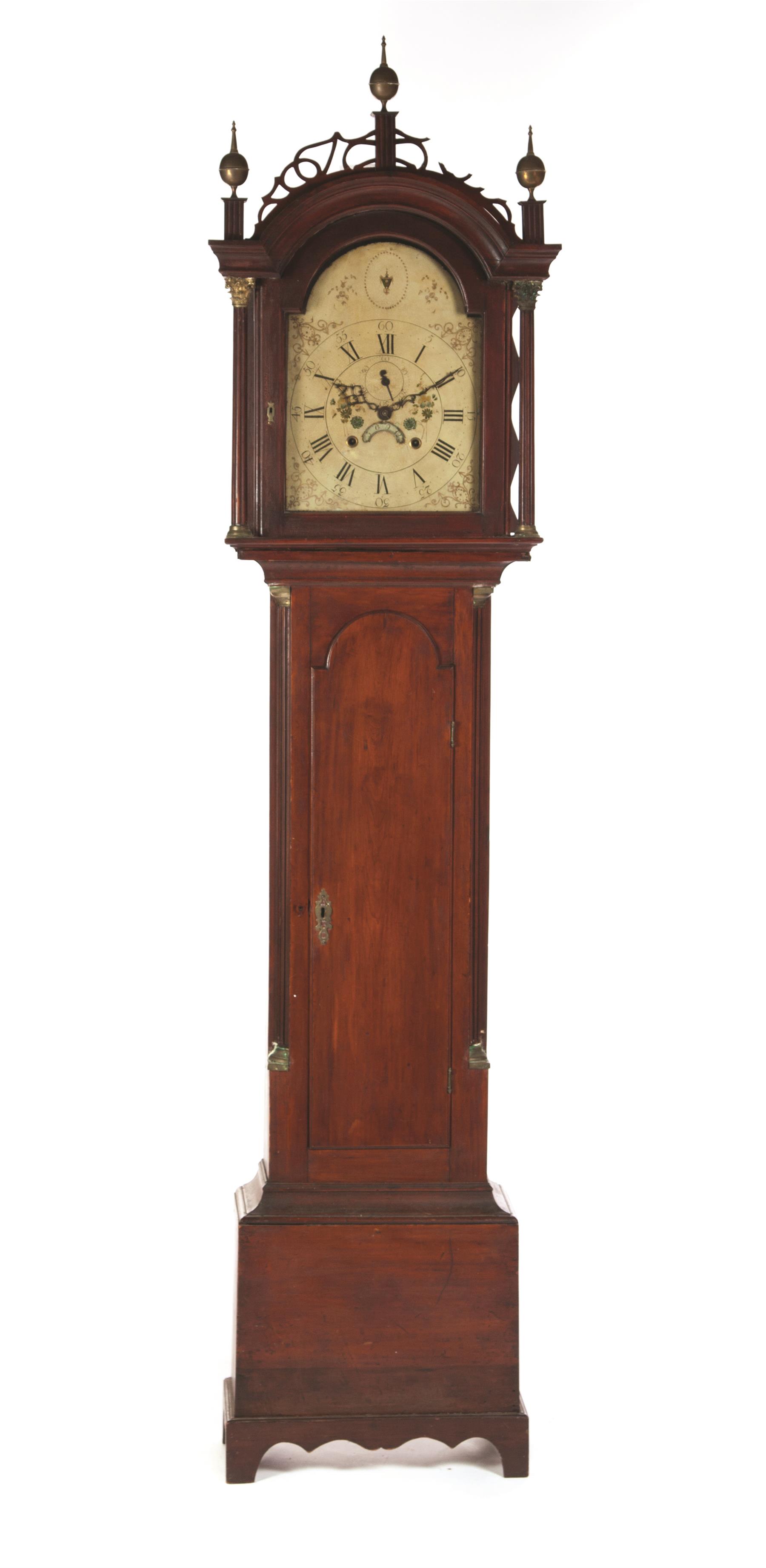 Appraisal: TALL CASE CLOCK Possibly Scottish th century Bonnet with three