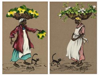 Appraisal: Alice Scott Two works women with flower baskets on their