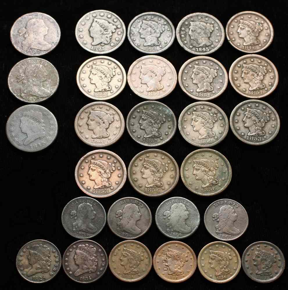 Appraisal: COINS - Lot of copper coins Flowing Hair Bust large