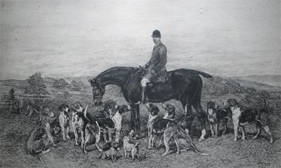 Appraisal: John Emms - A huntsman with a pack of hounds