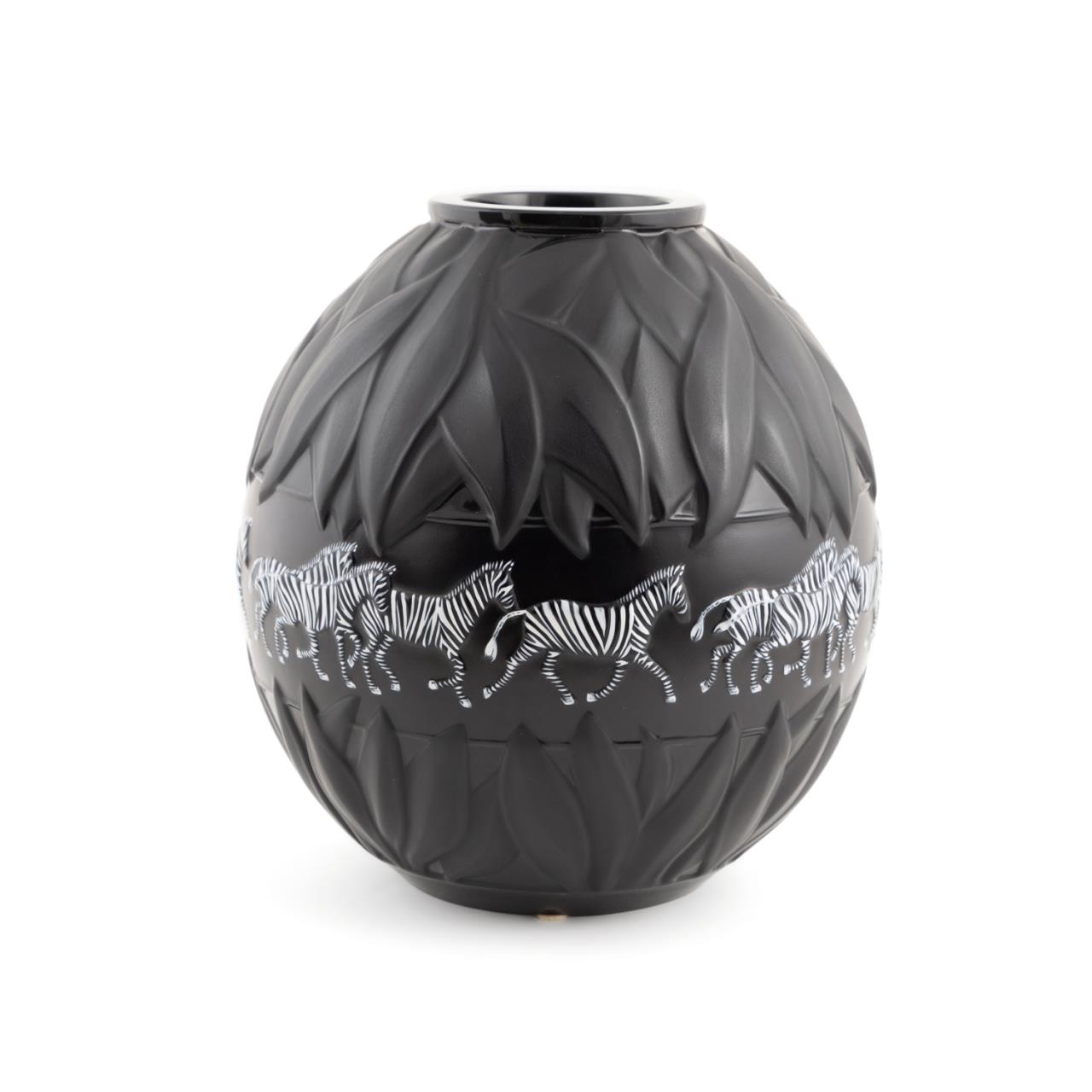 Appraisal: NUMBERED LALIQUE TANZANIA BLACK WHITE ZEBRA VASE Numbered Lalique France