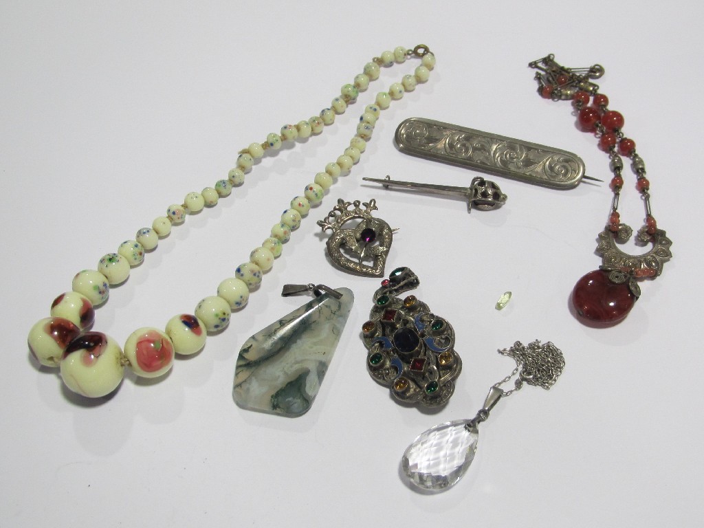 Appraisal: Lot comprising Scottish silver to include Luckenbooth brooch moss agate