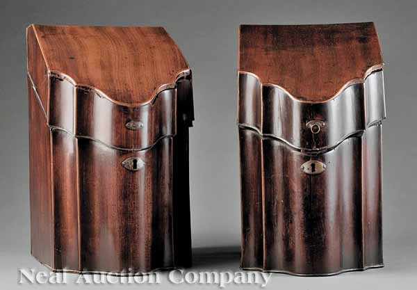 Appraisal: A Pair of Antique American or English Mahogany Knife Boxes