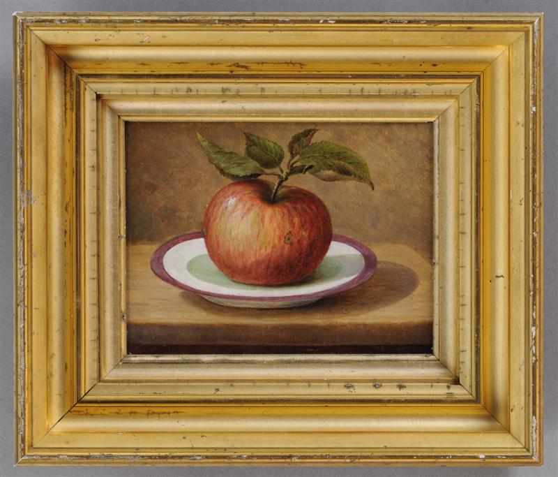 Appraisal: AMERICAN SCHOOL STILL LIFE OF APPLE ON A PLATE Oil