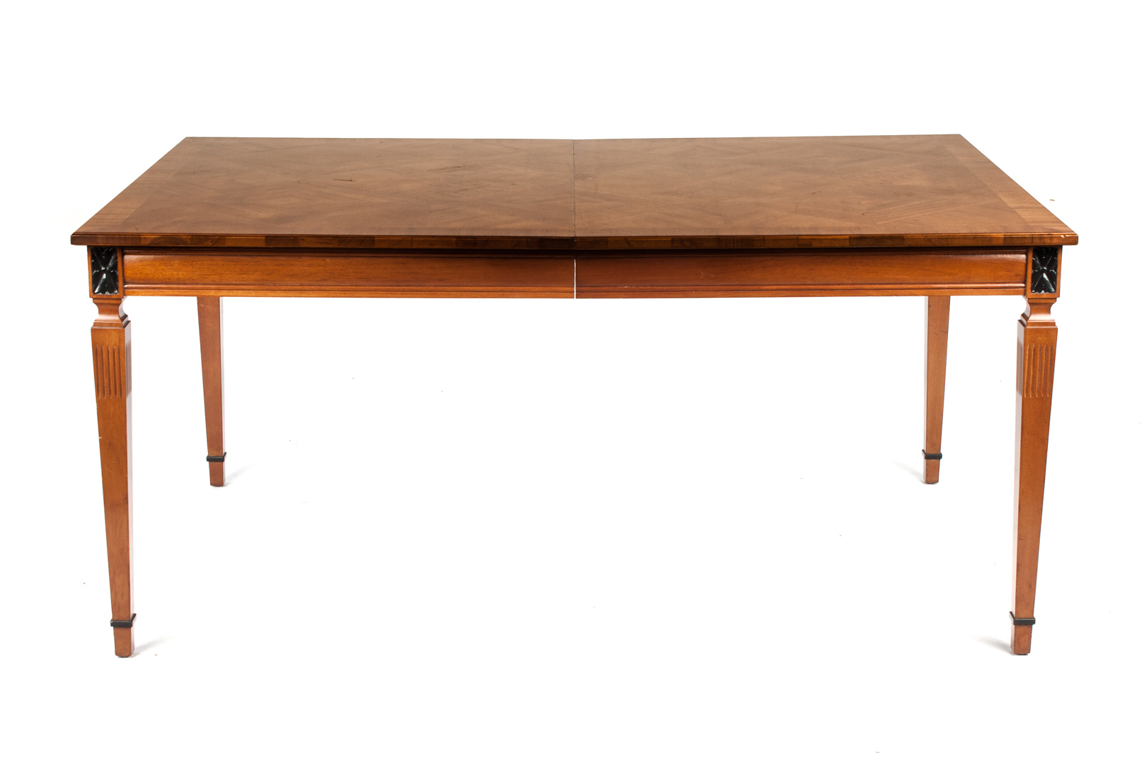 Appraisal: Italian style blond mahogany dining table th century parquetry top