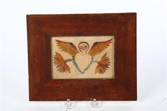 Appraisal: FRAKTUR American th century watercolor on paper Angel with a