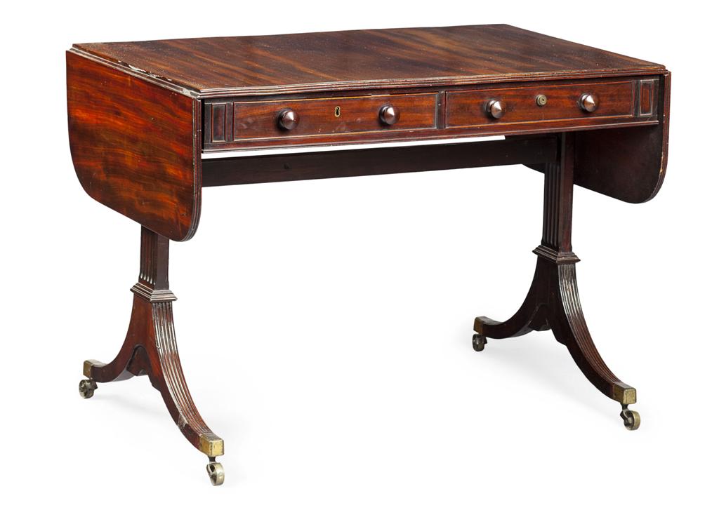 Appraisal: REGENCY MAHOGANY SOFA TABLE CIRCA the rounded rectangular top with