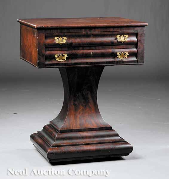 Appraisal: An American Classical Mahogany Work Table early th c the