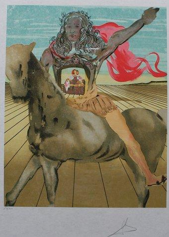 Appraisal: 'CHEVALIER SURREALISTE'' LITHOGRAPH AFTER SALVADOR DALI '' x '' pencil