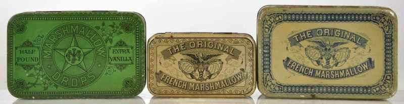 Appraisal: Lot of Marshmallow Tins Description Pre- Round corner marshmallow tins