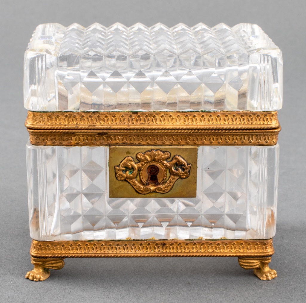 Appraisal: FRENCH GILT METAL MOUNTED CUT GLASS BOX French gilt metal