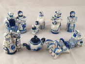 Appraisal: A group of seven miniature blue and white Soviet Russian