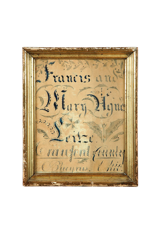 Appraisal: FRAKTUR American st half- th century Blue ink on paper