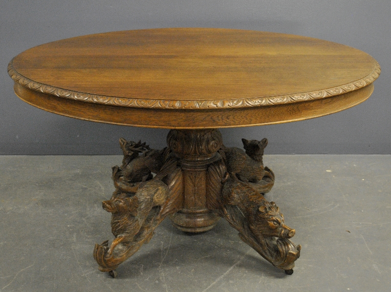 Appraisal: - French Black Forest center table late th c with