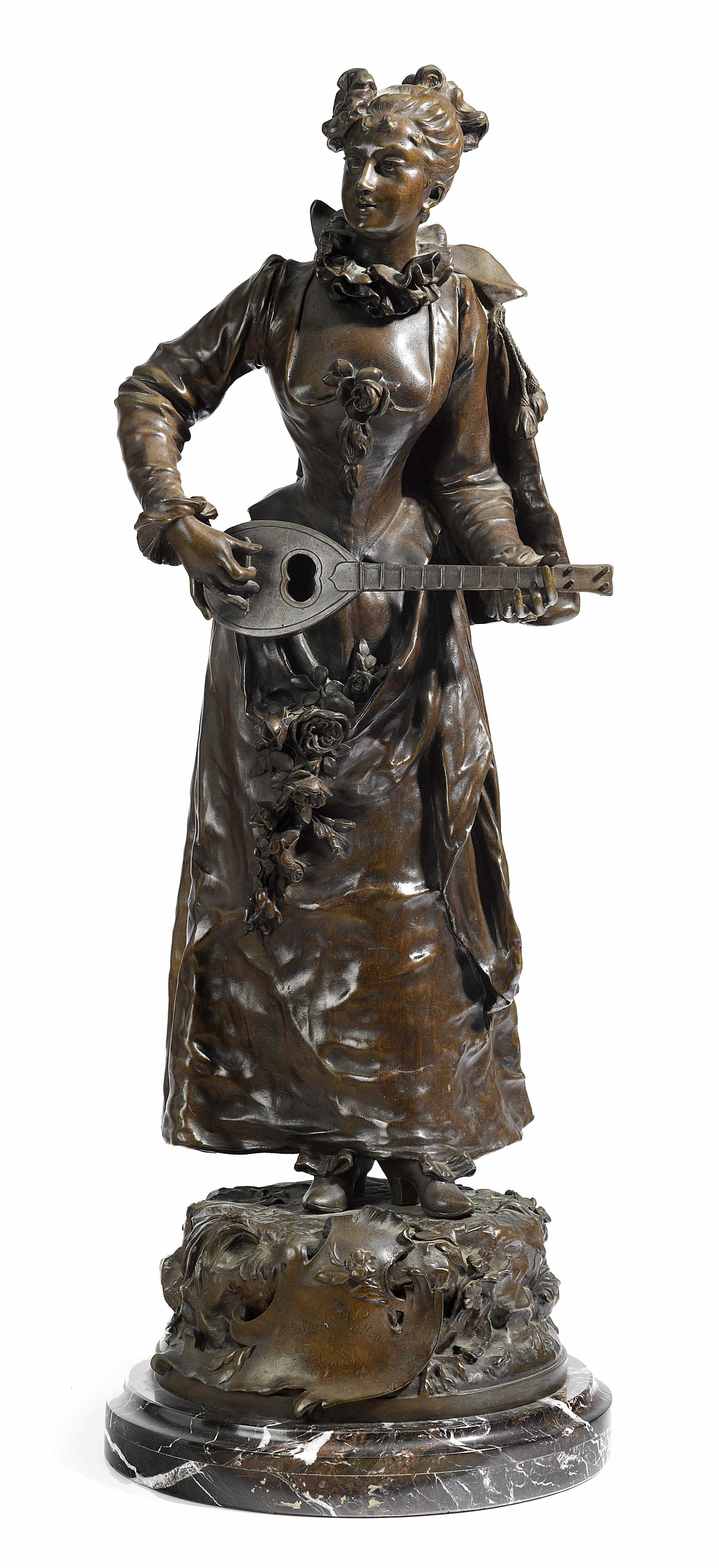 Appraisal: A French bronze figure of a maiden Pastorale Watteau after