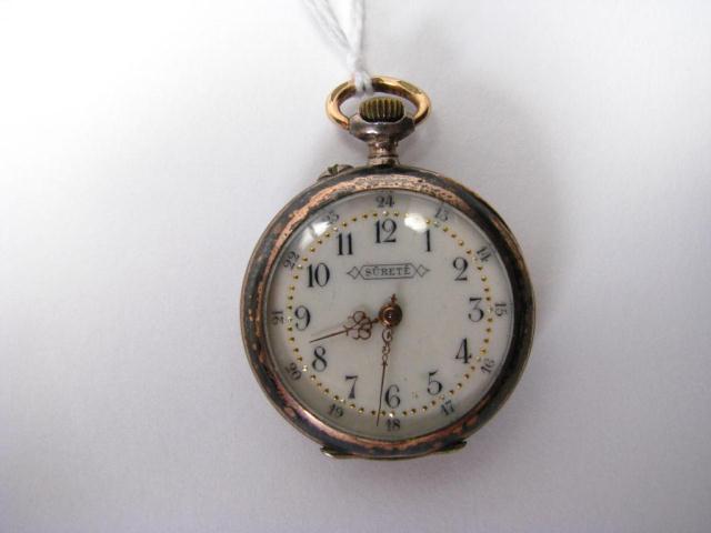 Appraisal: Antique Surete' Silver Lady's Pocket Watch with enameled dial