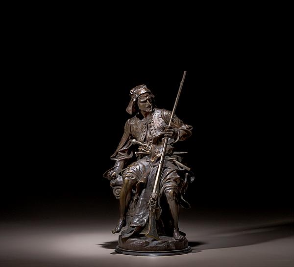 Appraisal: ORIENTALIST BRONZE BY EMILE PEYNOT Merchand of Arms by Emile