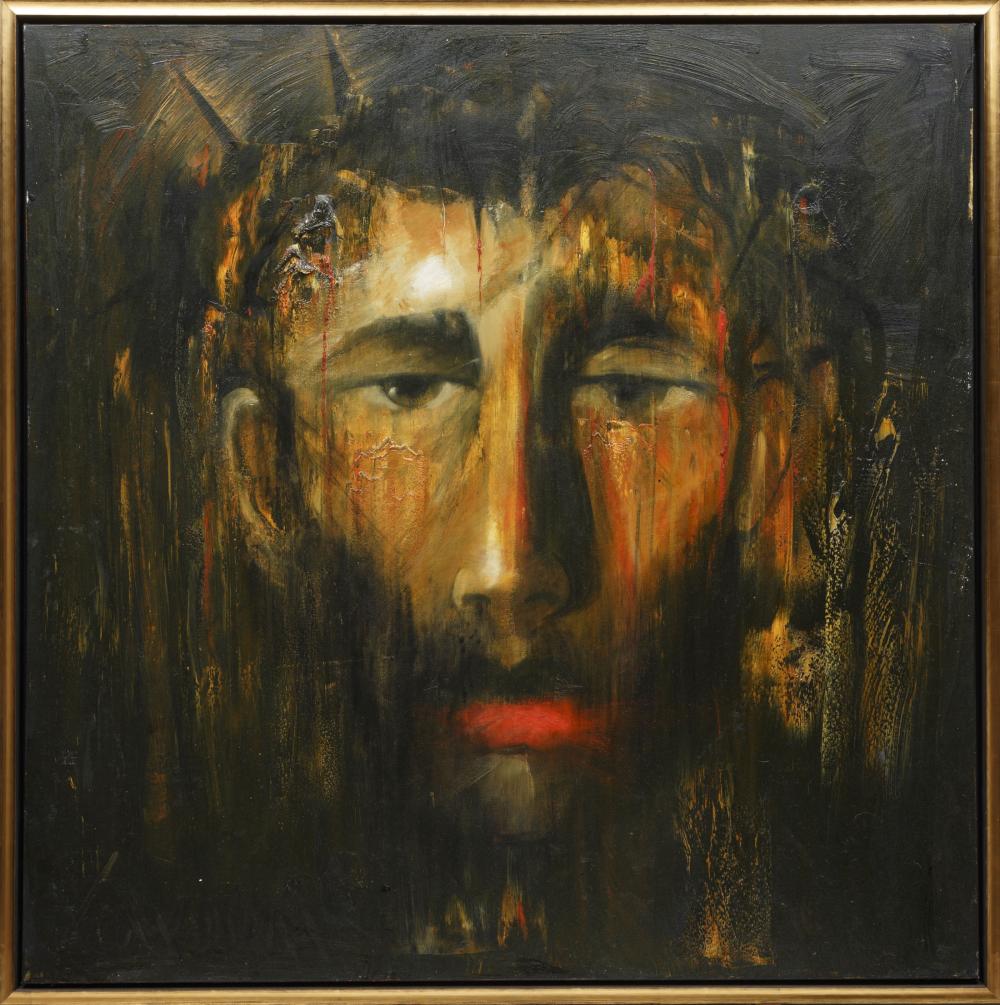 Appraisal: David Harouni Iranian New Orleans b Untitled Christ Wearing Crown