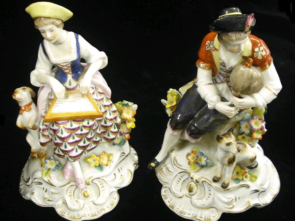 Appraisal: Pair of Samson porcelain figures modelled as seated musicians with