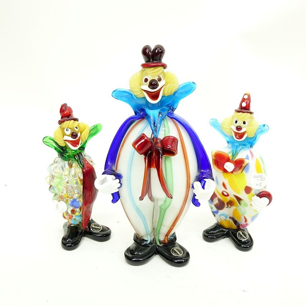 Appraisal: Mid Century Murano Art Glass Clown Figurines Three Piece Lot