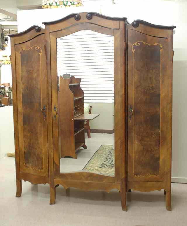 Appraisal: LOUIS XV STYLE INLAID WALNUT ARMOIRE Continental c centering a