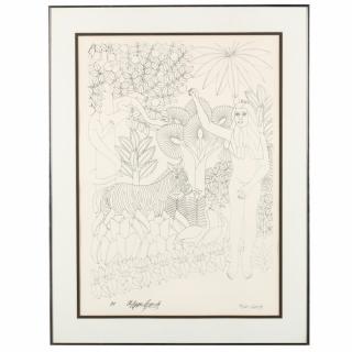 Appraisal: Haitian Print of Eve in the Garden late th century