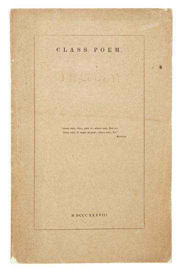 Appraisal: Lowell James Russell - Class Poem Cambridge Massachusetts Metcalf Torry