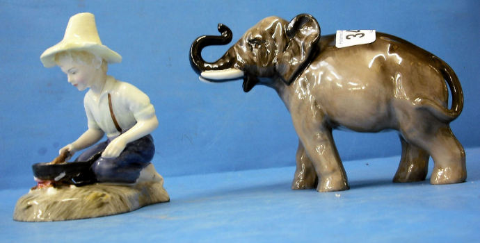 Appraisal: Royal Doulton Elephant B and Figure River Boy HN