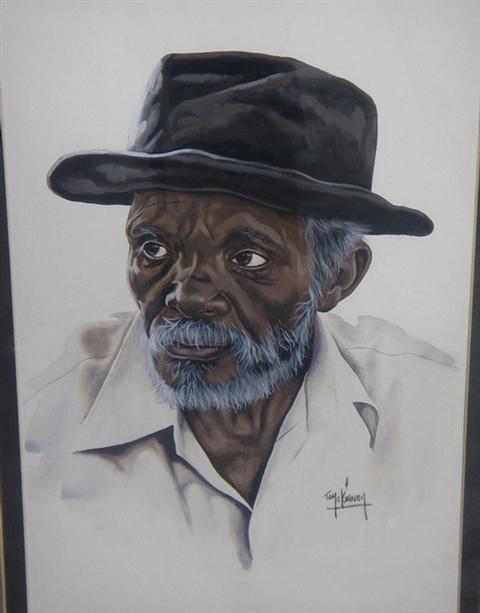 Appraisal: Tom McKinney acrylic on paper portrait of three African American