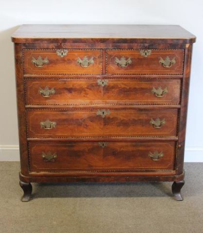 Appraisal: Victorian over Drawer Chest With string inlay From a Cos