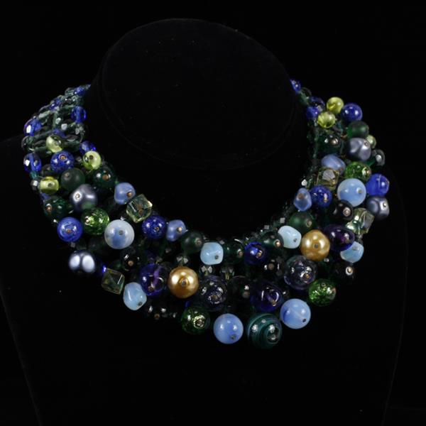 Appraisal: Western Germany Blue Green Beaded Collar Necklace