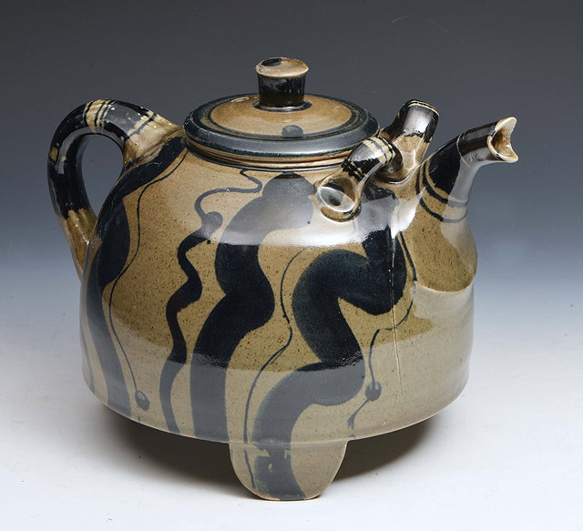 Appraisal: Michael Casson British - Large teapot and cover deep blue