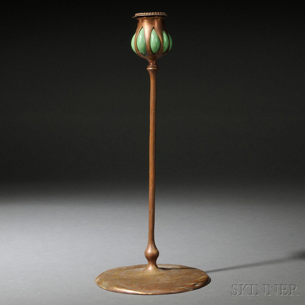 Appraisal: Tiffany Studios Candlestick Bronze art glass New York c Blown