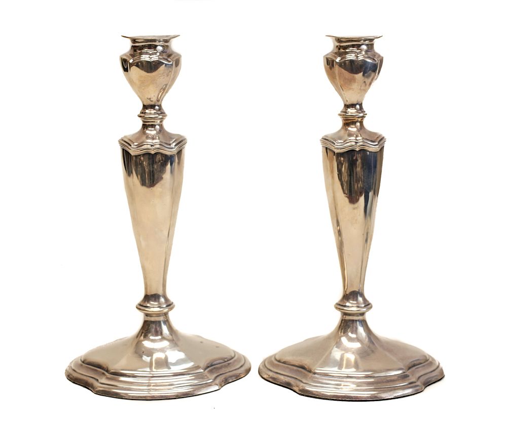 Appraisal: Reed Barton Silver Candlesticks A pair of weighted sterling silver