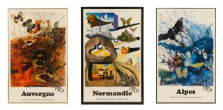 Appraisal: Three Framed Dali French National Railroad Posters Salvador Dali Spanish