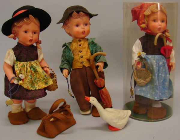 Appraisal: Lot Vinyl Hummel dolls Happy Wanderer and Goose Girl w