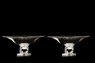 Appraisal: Pair of Steuben Crystal Pedestal Bowls Steuben American founded circa