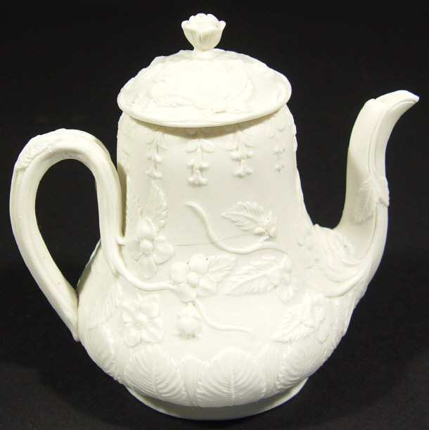 Appraisal: Victorian Parian teapot moulded with flowers and leaves cm high