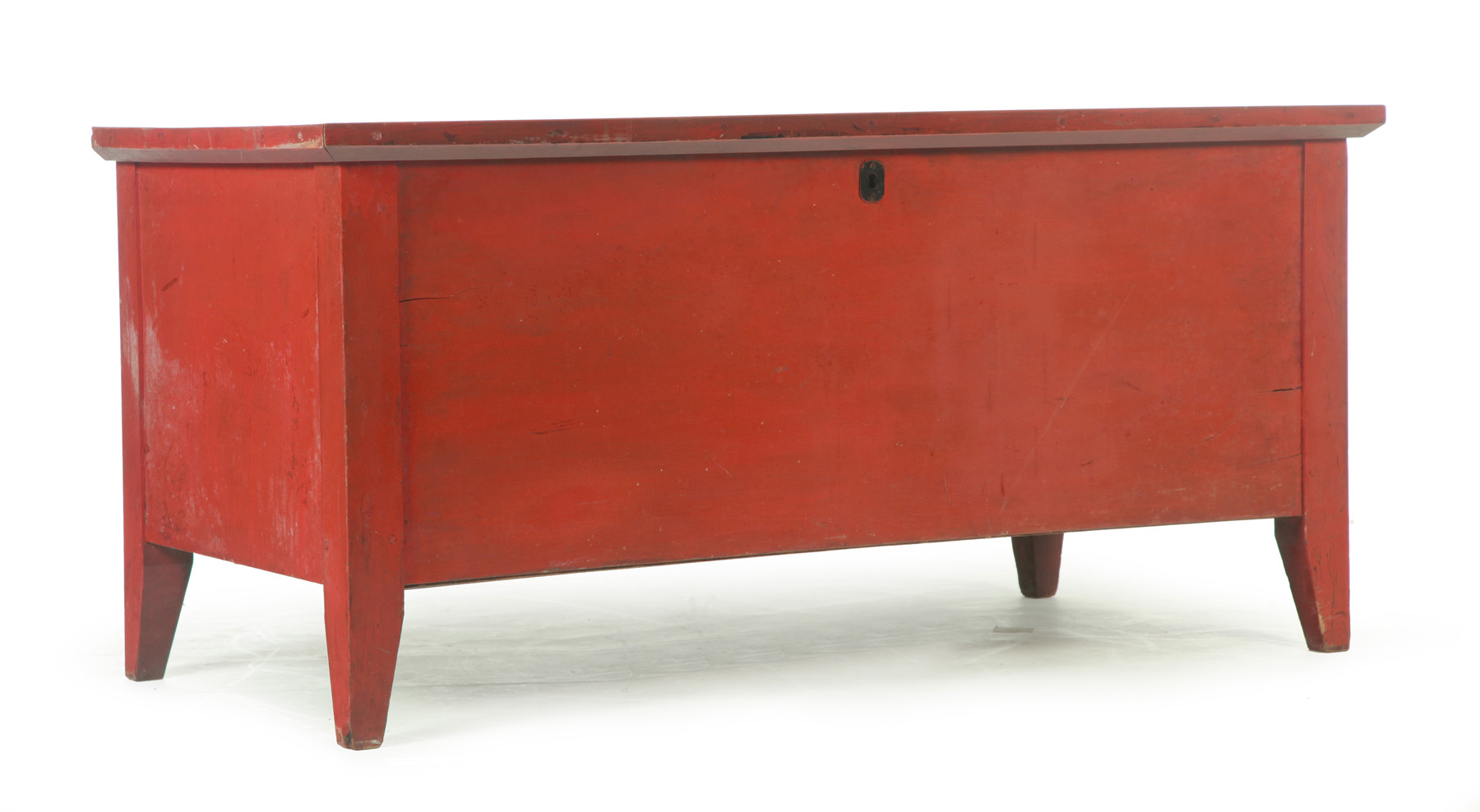 Appraisal: PAINTED BLANKET CHEST American mid th century Cherry with chestnut