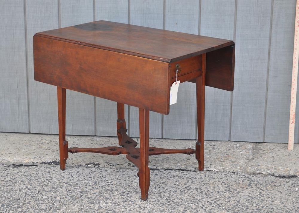 Appraisal: Federal Cherrywood Drop Leaf Pembroke Table with unusual blocked foot