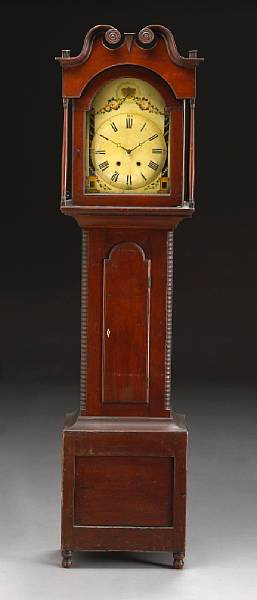 Appraisal: A late Federal stained pine tall case clock first quarter