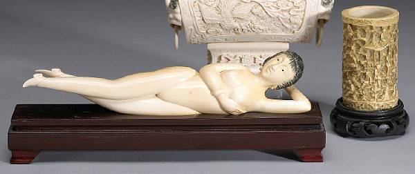 Appraisal: A Chinese ivory carved doctor's model together with a small