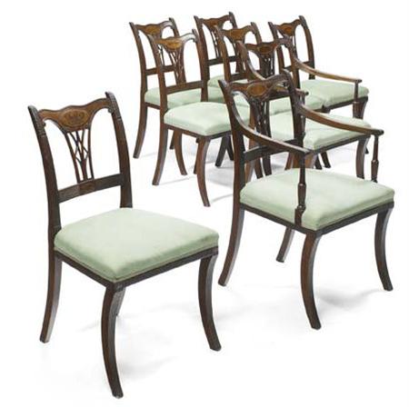 Appraisal: A set of eight Irish George III mahogany dining chairs