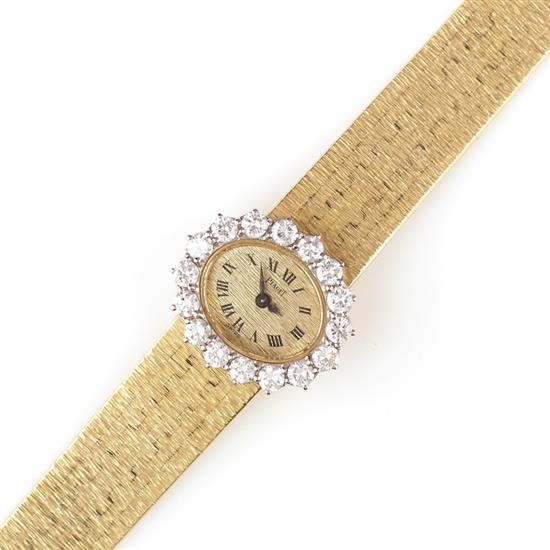 Appraisal: Piaget diamond and gold wristwatch K gold bezel containing round